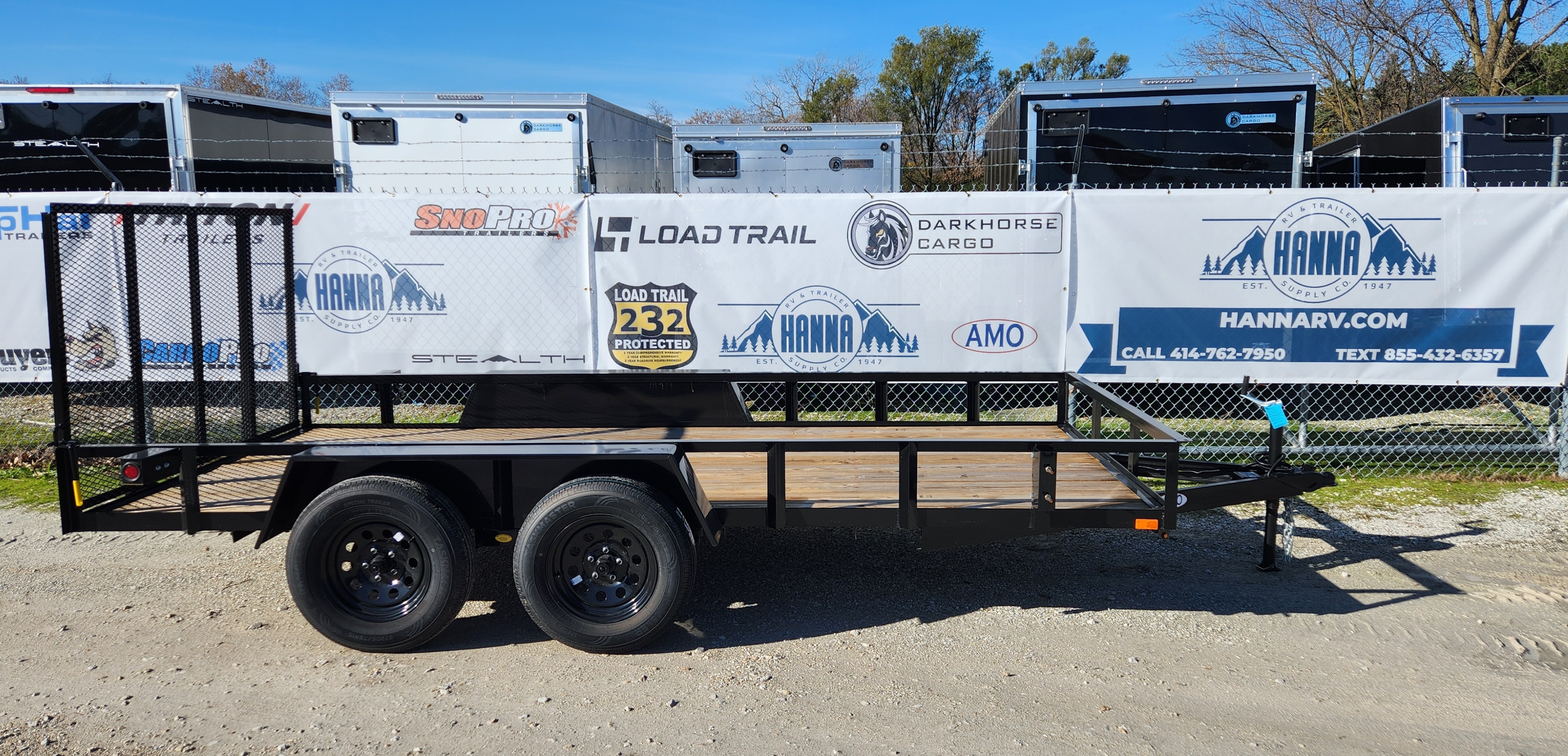 AMO 76 X 14 Steel Tandem Axle Utility Trailer with Ramp Gate and Short Side Rails